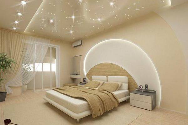 Различные варианты дизайна натяжных потолков в спальне с фото
