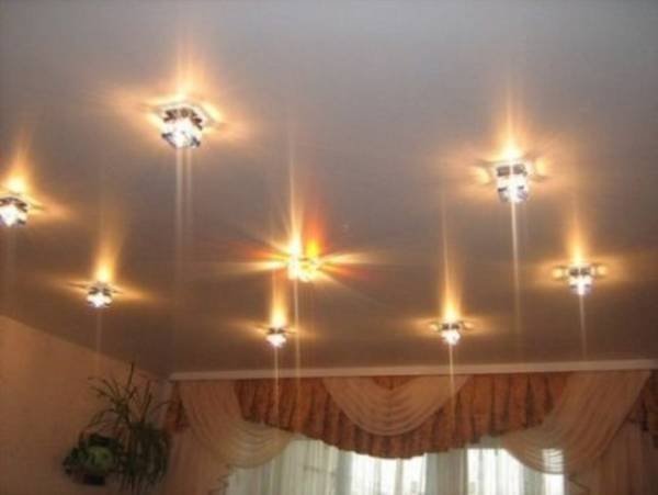 Преимущества и типы накладные точечных светильников на потолок - фото