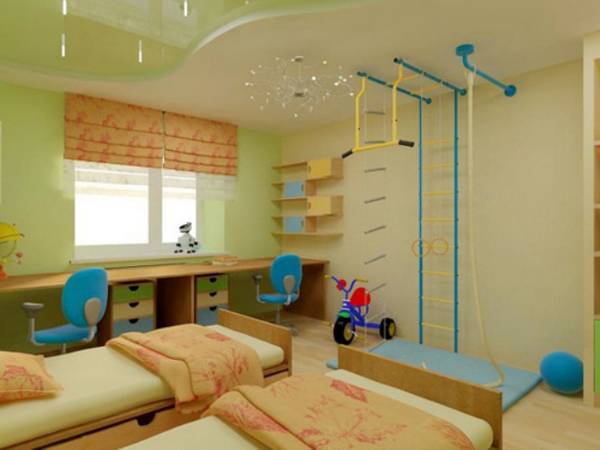 Детская комната с натяжным потолком - особенности освещения - фото