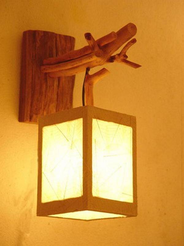 Люстры и светильники, созданные из дерева своими руками с фото