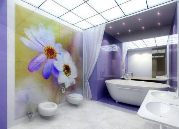 Использование стеклянных потолков в ванной - фото